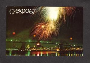 QC Expo 67 Exposition 1967 Fireworks Feu Montreal Quebec Carte Postale Postcard