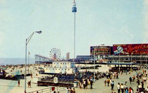 NJ - Atlantic City. Beach, Amusement Pier, Sky Tower