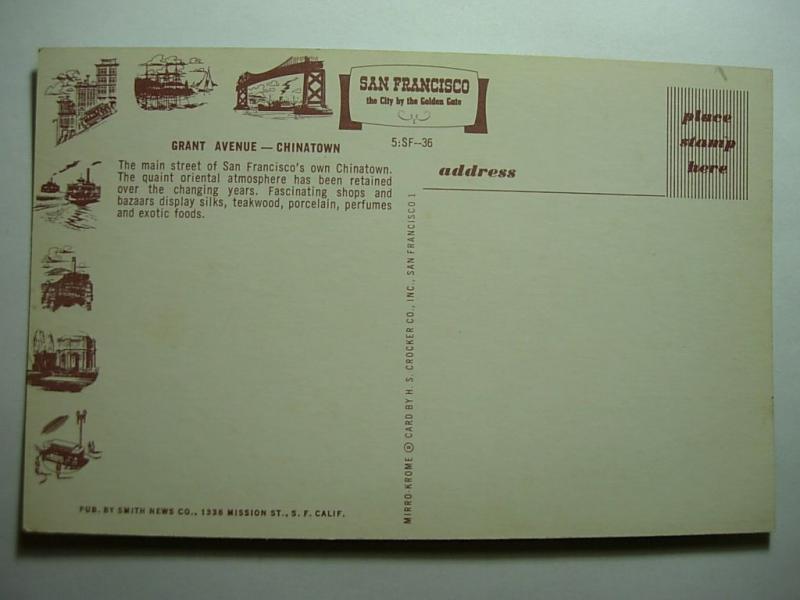 1940s Lamps Of China Restaurant San Francisco CA Grant Ave Unused Postcard y8121