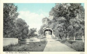 Postcard Pennsylvania Mifflinburg Old Bridge Teich roadside 23-2824