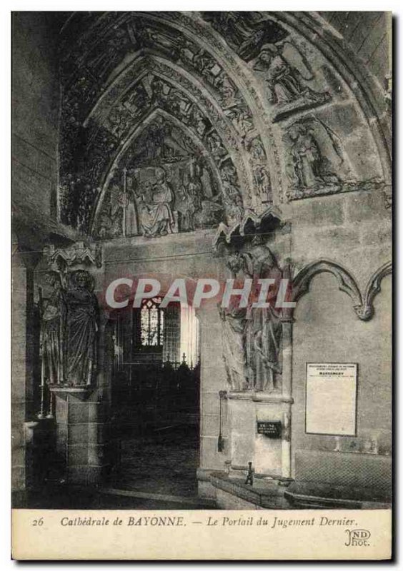 Old Postcard Cathedral of Bayonne Last Judgment Portal