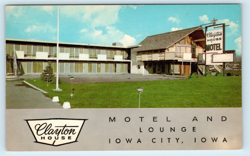IOWA CITY, IA Iowa~CLAYTON HOUSE MOTEL c1960s Roadside Johnson County  Postcard