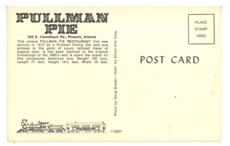 AZ - Phoenix. Pullman Pie Diner ca 1950's