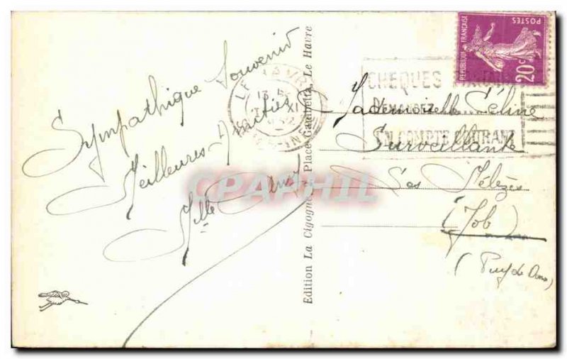 Old Postcard Le Havre Wave Effect