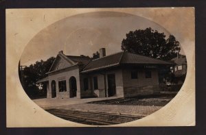 Columbus WISCONSIN RPPC 1907 DEPOT TRAIN STATION Railroad Railway WI KB