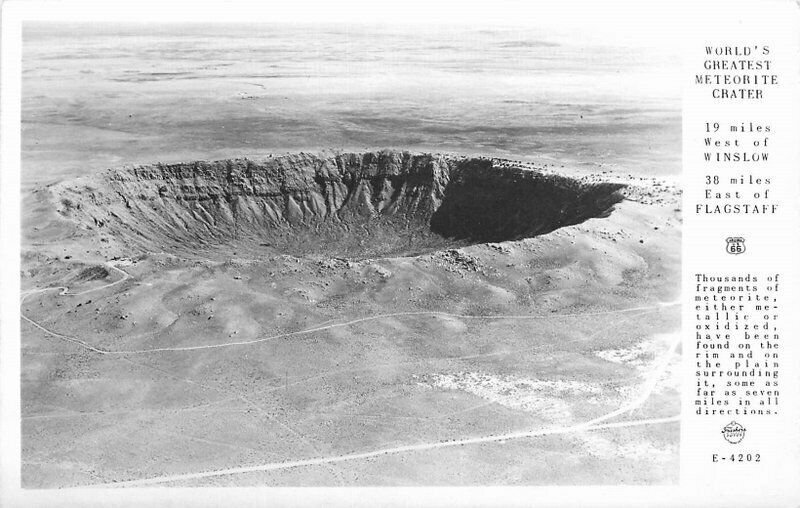 Arizona Frasher Route 66 1940s Meteorite Crater RPPC Photo Postcard 21-3213