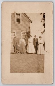 RPPC Edwardian Ladies And Handsome Men Posing For Photo In Yard Postcard V22