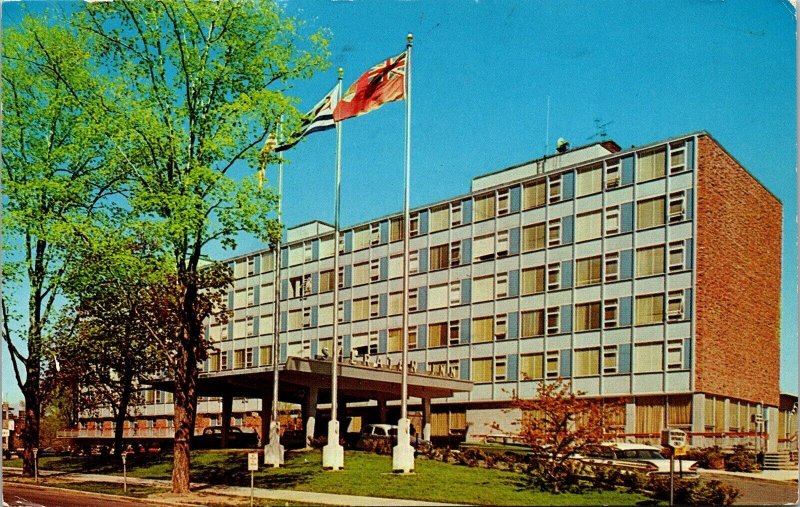 Sheraton Inn Streetview  Downtown Binghamton New York Chrome Cancel WOB Postcard 