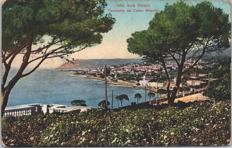 Italy San Remo Panorama dal Corso Mazzini Vintage Postcard 04.14