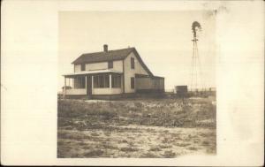 Home & Windmill West Chase 480 Acre Farm Ford Co. Kansas RPPC c1910