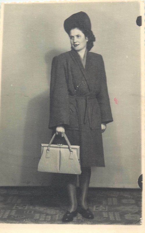 Romania photo dated 1945 fashion purse hat 