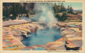 USA Oblong Geyser Crater Yellowstone National Park Wyoming Linen 08.25