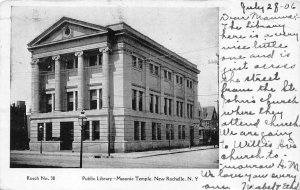 NEW ROCHELLE, NY New York  PUBLIC LIBRARY~MASONIC TEMPLE  1906 UDB B&W Postcard