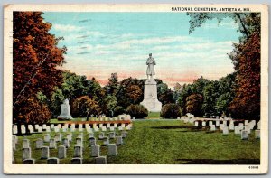 Antietam Maryland 1939 Postcard National Cemetery Civil War Monument