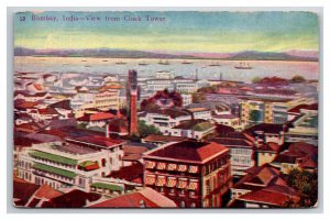 View From Clock Tower Bombay India UNP DB Postcard Y17