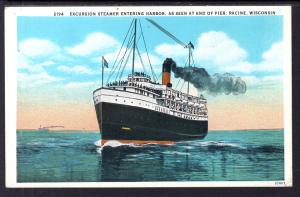 Excursion Steamer Entering Harbor,Racine,WI