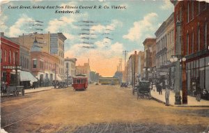 J66/ Kankakee Illinois Postcard c1910 Court Street Trolley Viaduct 377