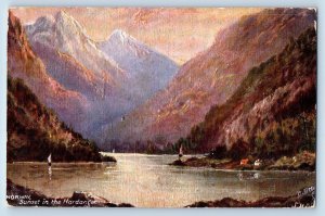 Norway Postcard Sunset in the Hardanger c1910 Unposted Oilette Tuck Art