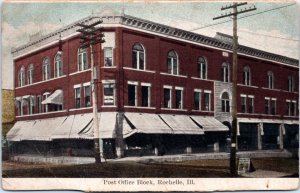 Postcard IL Rochelle - Post Office Block