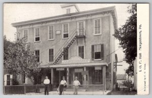Morgantown Pennsylvania Peoples Store CK Huyett and I.O.F Hall  Postcard B24