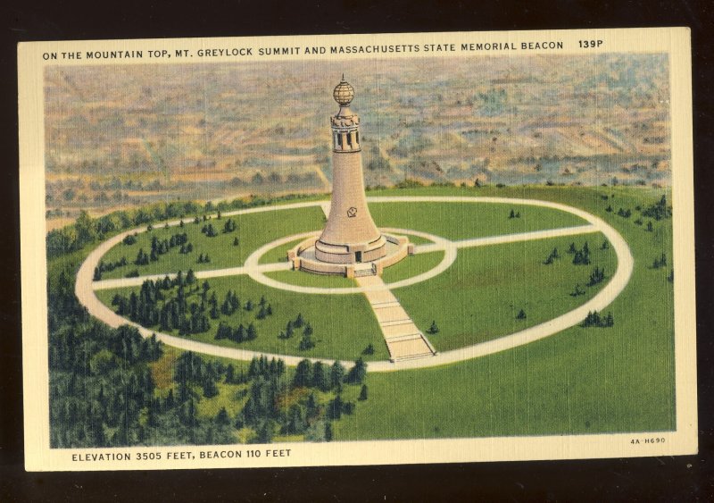 Adams, Massachusetts/MA Postcard, Mt Greylock, Memorial Beacon On Summit