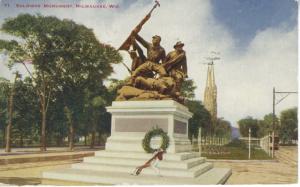 Soldier's Monument ~ Milwaukee WI Wis c1915 Postcard