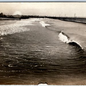 c1910s Unknown Large Pier RPPC Boardwalk Ocean Waves Real Photo Wharf Jetty A126