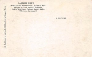 The Home LAKESIDE CAMPS Big Wood Lake, Jackman Station, Maine c1930s Vintage