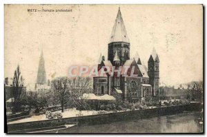 Postcard Old Protestant church Metz