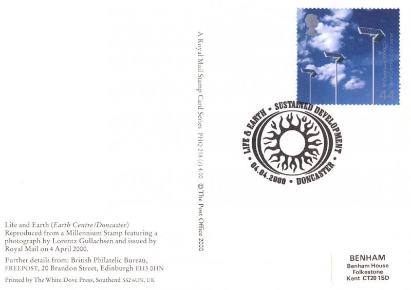 Doncaster Earth Centre PHQ First Day Cover Stamp Frank Postcard