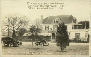 Lynnfield MA Suntaug Lake Inn & Cars c1910 Real Photo Postcard
