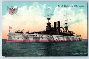 US Navy Ship Postcard US Battleship Wisconsin WI Enrique Muller c1910's Antique
