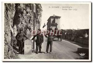 Old Postcard Customs Grimaldi Ventimiglia Ponte San Luigi