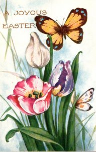 Butterflies A Joyous Easter With Butterfly and Tulips