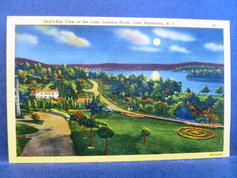 Postcard NJ Lake Hopatcong Bird's-Eye View of the Lake Looking North