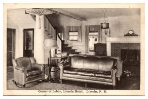 Antique Corner of Lobby, Lincoln Hotel, Lincoln, NH Postcard
