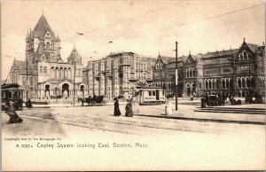 Vtg Boston Massachusetts MA Copley Square looking East Street View 1905 Postcard