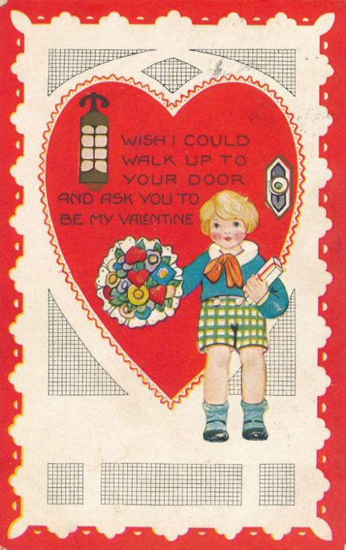 Valentine Greetings - Wish you were my Valentine - pm 1925 - Whitney Made - DB