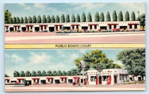 ALBUQUERQUE, NM New Mexico ~ Route 66 PUEBLO BONITO COURT c1940s Motel  Postcard