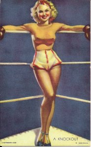 ARCADE CARD, Sexy Woman, MUTOSCOPE, 1940's Pin-Up, Girl Boxing, Sexy Shrotsable