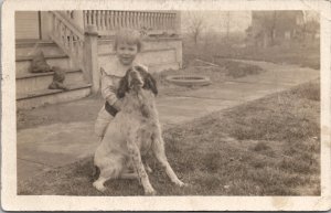 Kansas City Missouri RPPC Little Carl Hunter with His Dog 1912  Postcard Z18