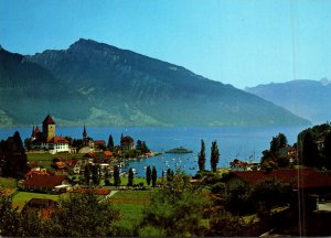 Switzerland Spiez am Thunersee Panorama