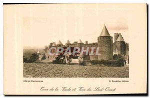 Postcard Old Cite Carcassonne Vade Tower and view South West