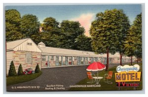 Vintage 1940's Postcard Chesapeake Motel US Highways 50 & 301 Grasonville MD