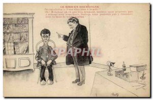 Postcard Old Humor laughter in Burgundy In consulation (doctor health doctor)