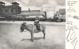 Vintage Postcard 1907 A Donkey Ride Little Kid Atlantic City New Jersey NJ