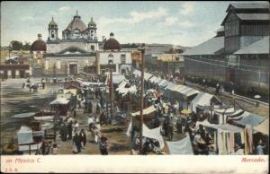 Mexico City Mercado c1905 Postcard