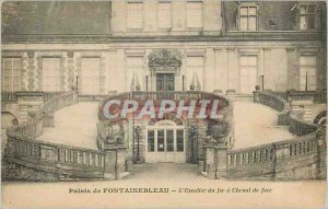 Old Postcard Palace of Fontainebleau The Iron Horse has Staircase Front