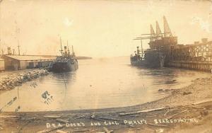 Searsport ME B&A Docks And Coal Pocket's Ship Real Photo Postcard