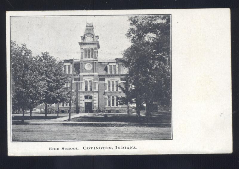 COVINGTON INDIANA HIGH SCHOOL BUILDING ANTIQUE VINTAGE POSTCARD 1906